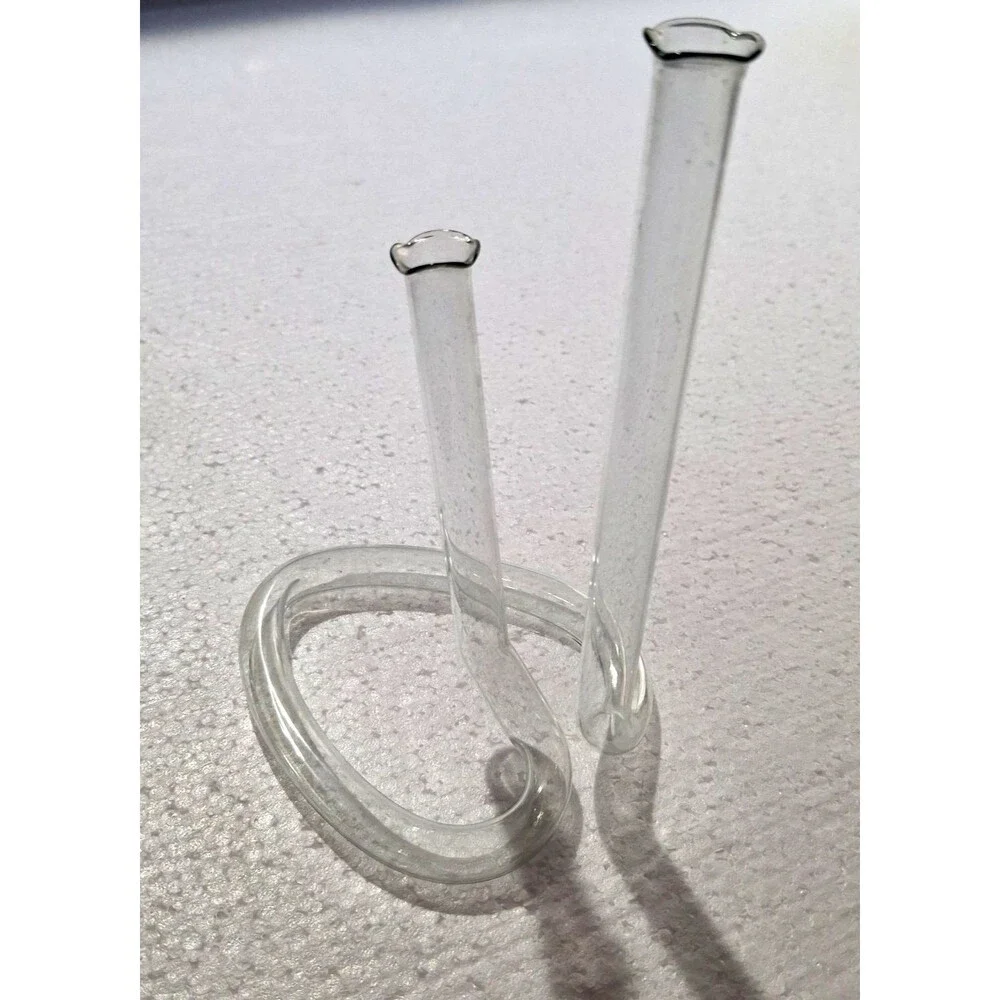 Vtg MCM Double Ruffle Top Tube Twisted Heart Glass Bud Vase Propagation 6.5